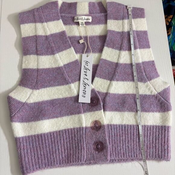 For love & lemons maud crop sweater vest purple striped NEW - Picture 10 of 12